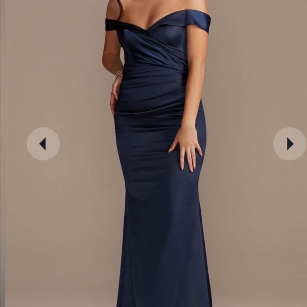 David's Bridal Blue Strapless Sweetheart Gown